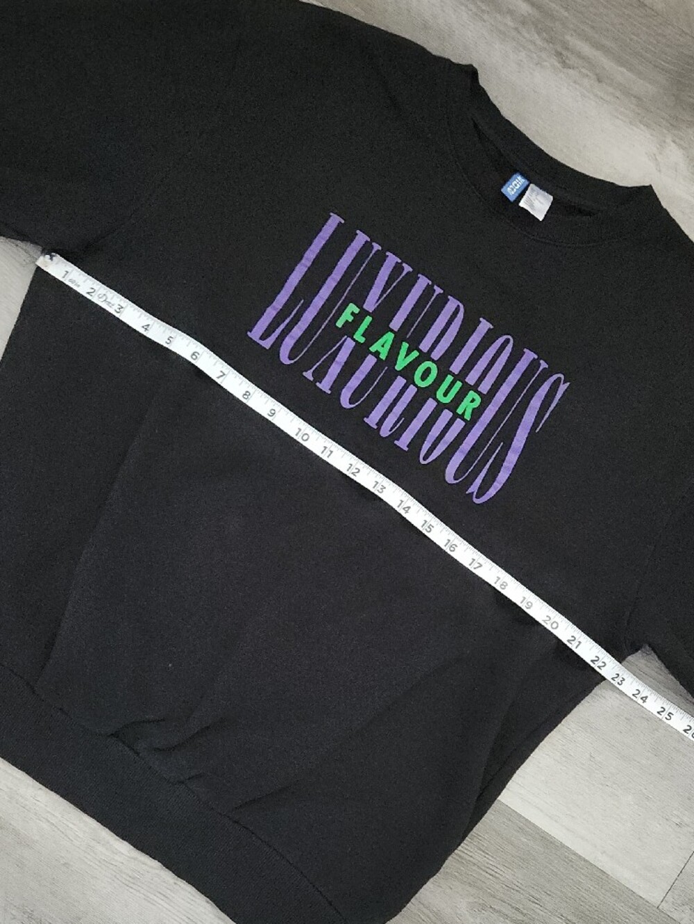 H&M Divided Black Crewneck Sweater with Purple & Green Luxurious Flavour Size M - Picture 6 of 8